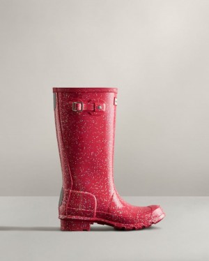 Botas de Agua Altas Hunter Giant Glitter Rain Niños Rojas Uruguay | W8V-8846