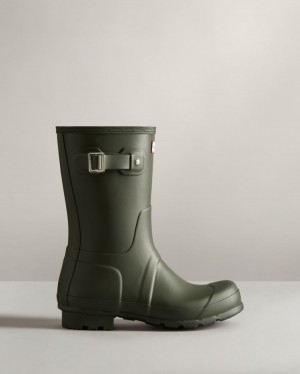 Botas de Agua Bajas Hunter Original Short Rain Hombre Verde Oliva Oscuro Uruguay | D4U-5990