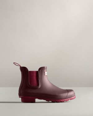 Botines Hunter Original Chelsea Mujer Marrones Burdeos Uruguay | N0L-8260