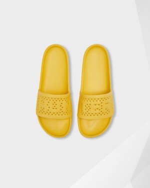 Chanclas Hunter Lightweight Moulded Sliders Mujer Amarillo Uruguay | A4U-5552